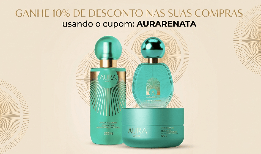 Cupom Aura Beauty: ganhe 10% de desconto com o cupom AURARENATA